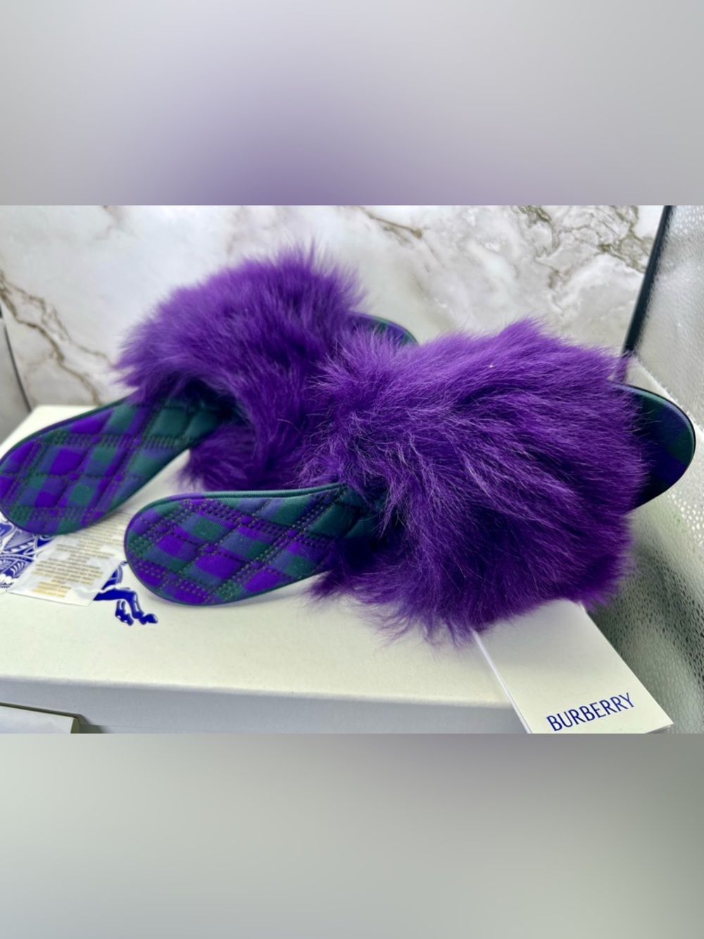 Burberry Purple Minnie Real Fur Shearling Stiletto Mules Full Inclusion. Size 37 - Picture 5 of 12